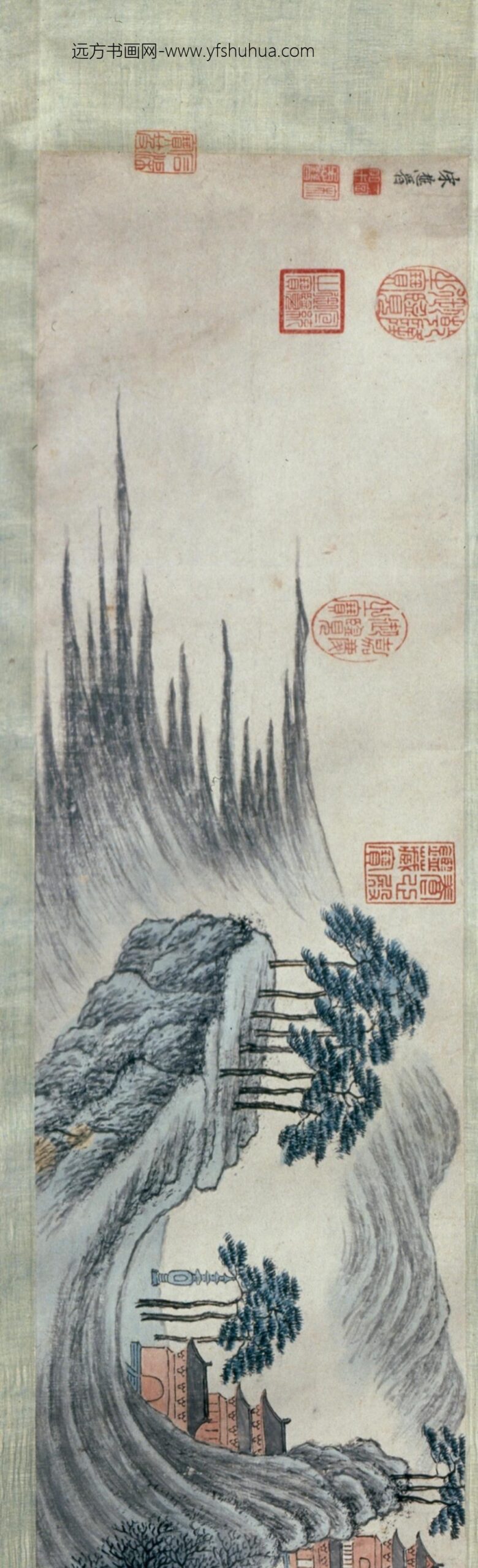 明-宋懋晋溪山春信图卷_