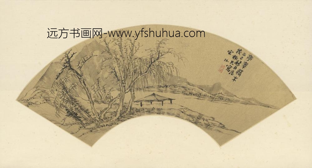 明-宋珏亭皋落木图扇页