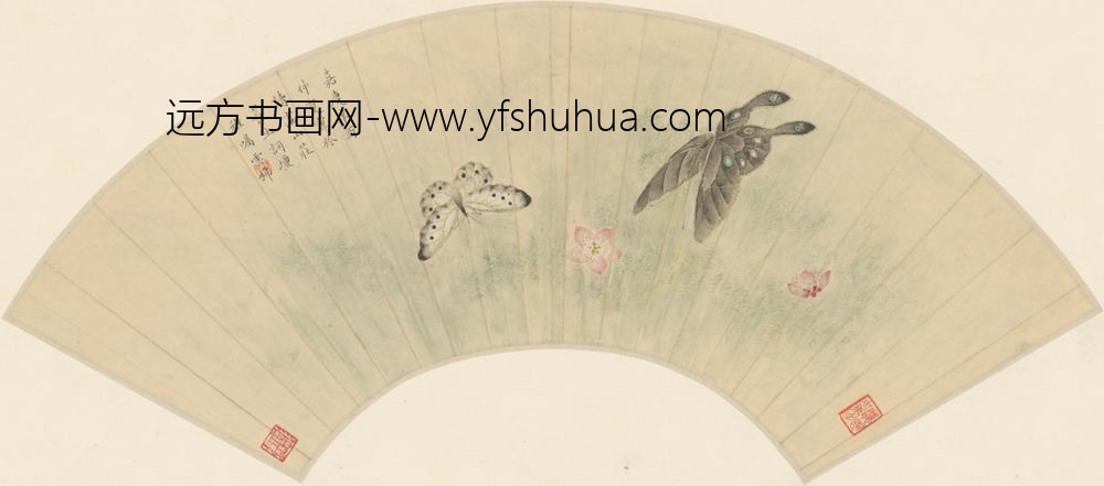 明-廖云锦花蝶图扇