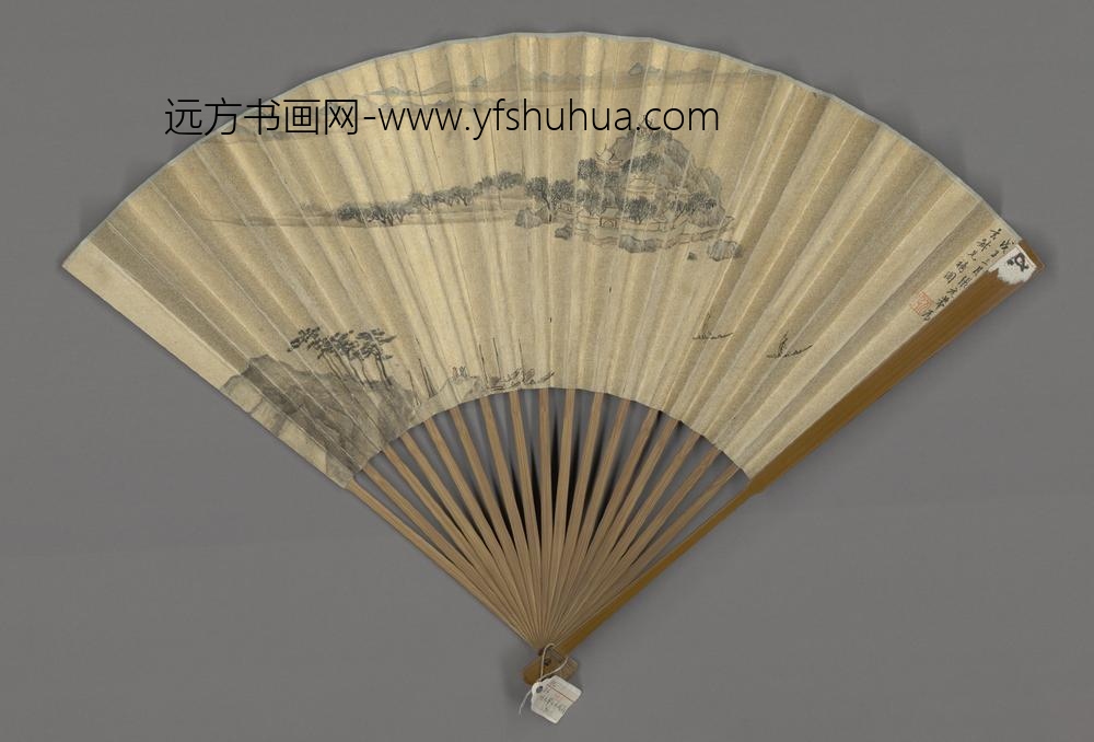 明-张元举画山水王世懋行书成扇