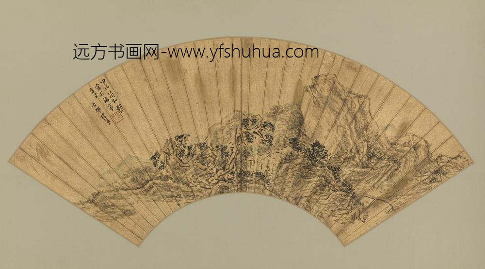 明-张彦山水图扇页