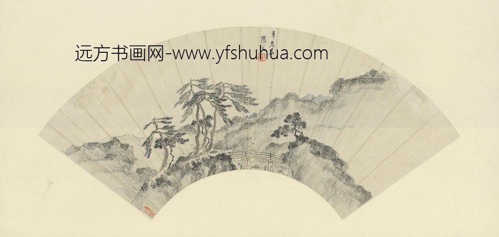 明-张復山水扇页