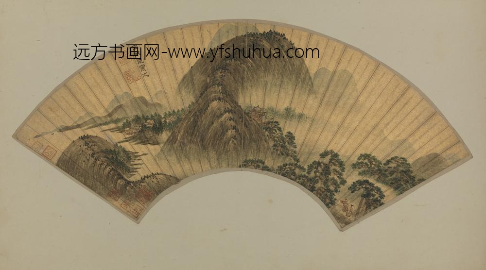 明-张震之山水扇面