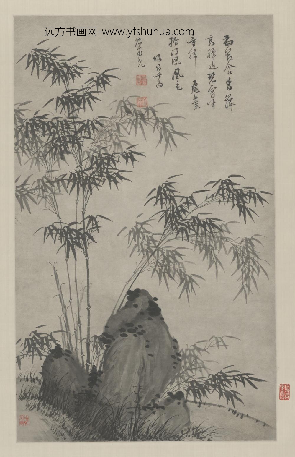 明-归昌世劲节含香竹石轴