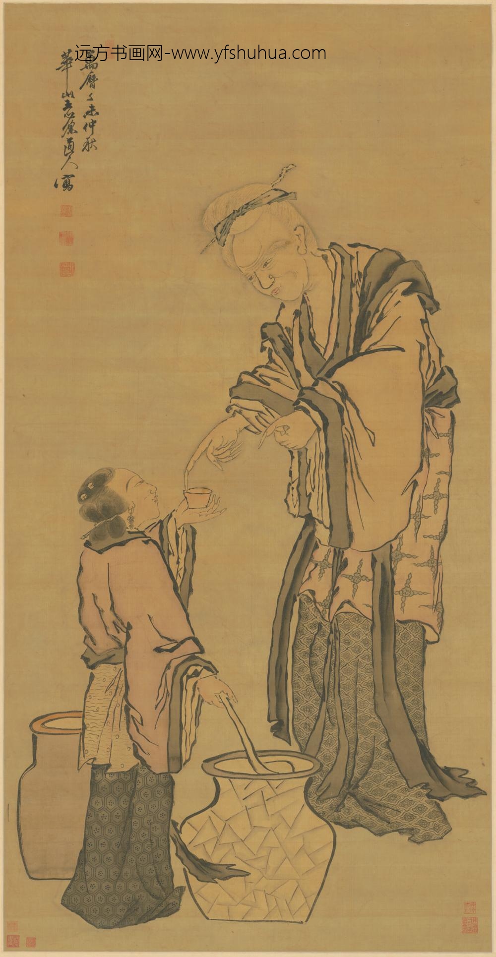 明-心源道人人物图轴