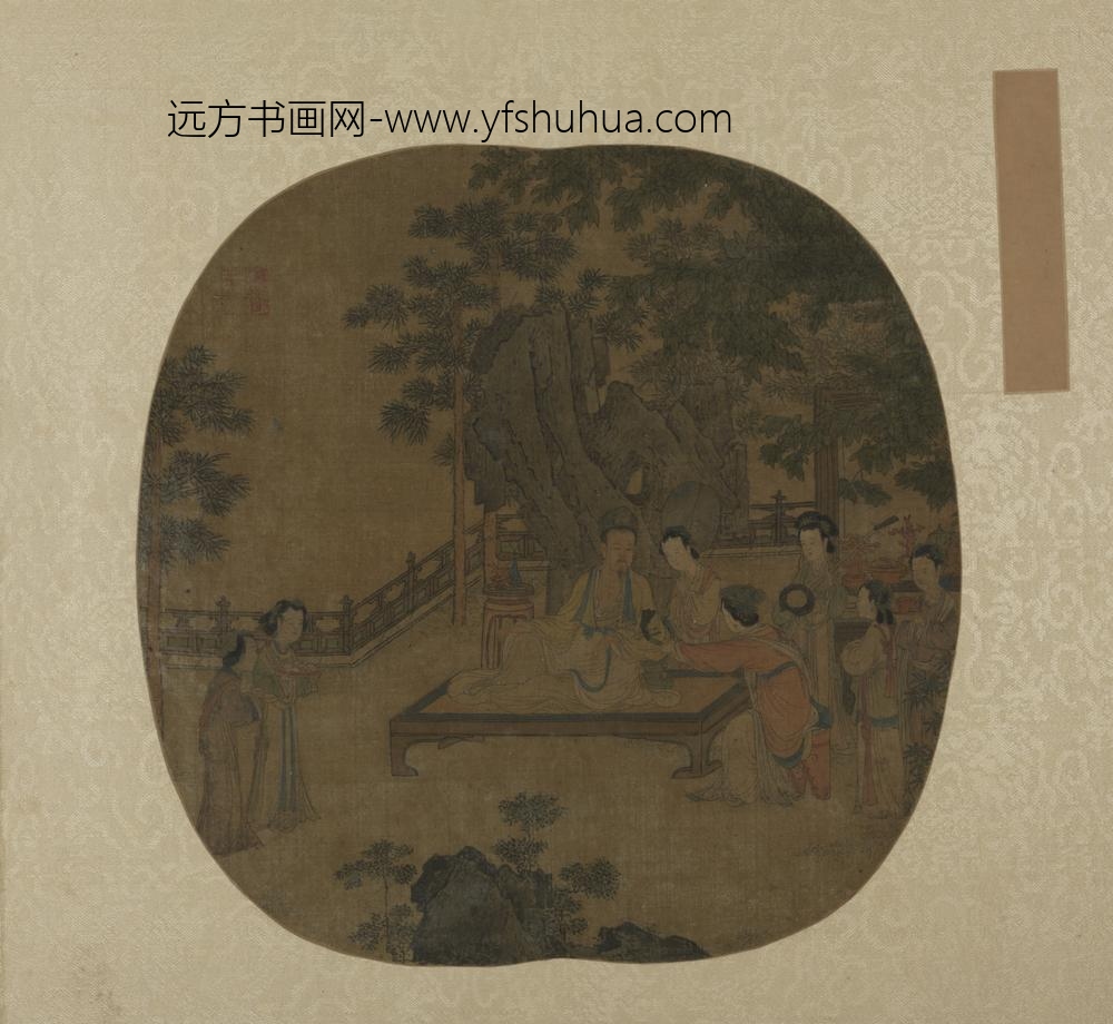 明-明人东山丝竹图纨扇页