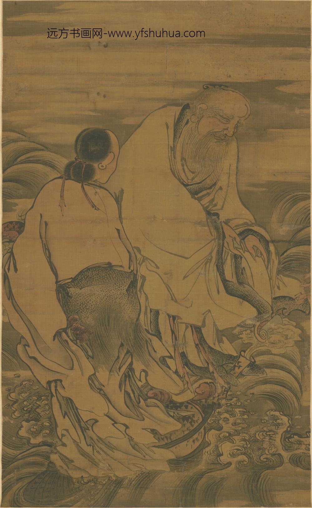 明-明人二仙图轴