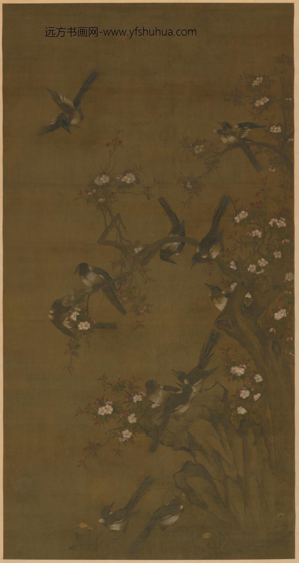 明-明人十二喜图轴