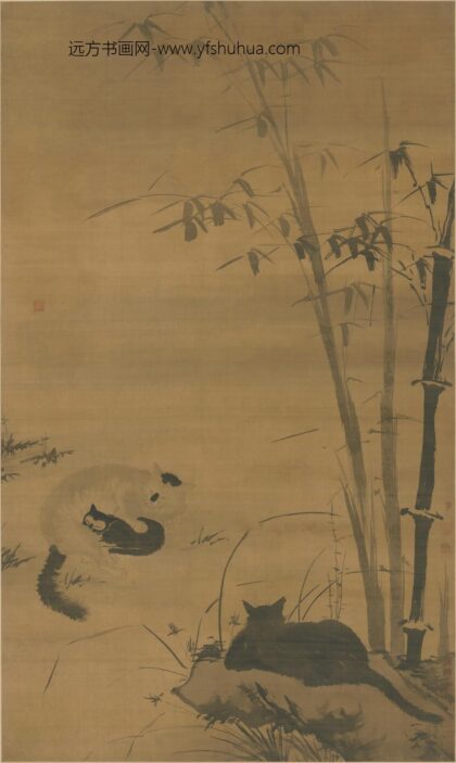 明 明人墨竹狸奴图轴.jpg