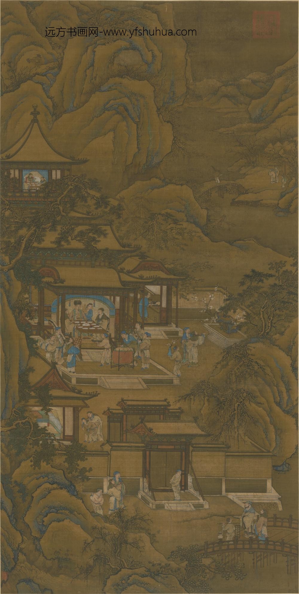 明-明人对雪赏梅图轴