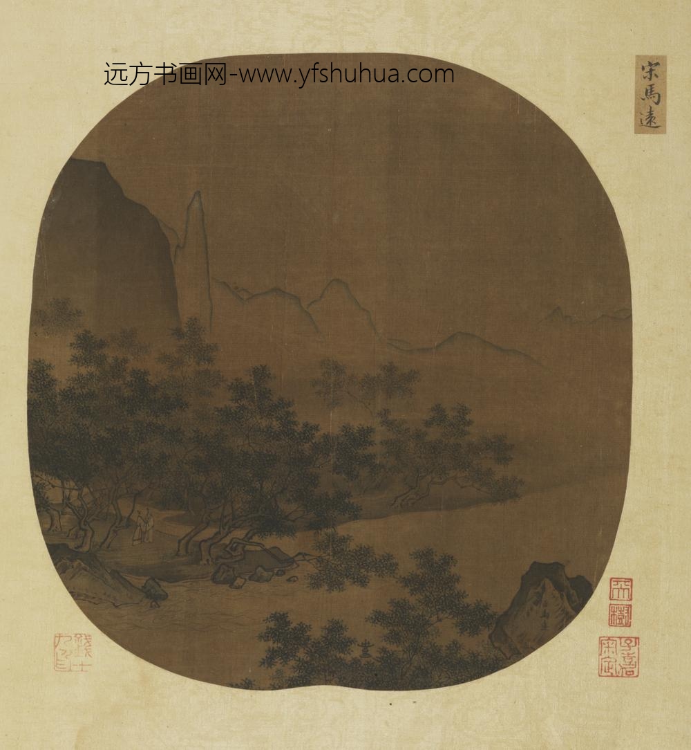 明-明人山水纨扇页