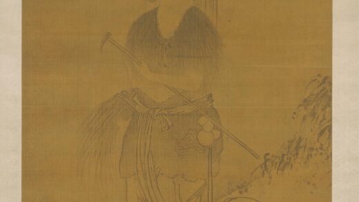明 明人村女采兰图轴.jpg