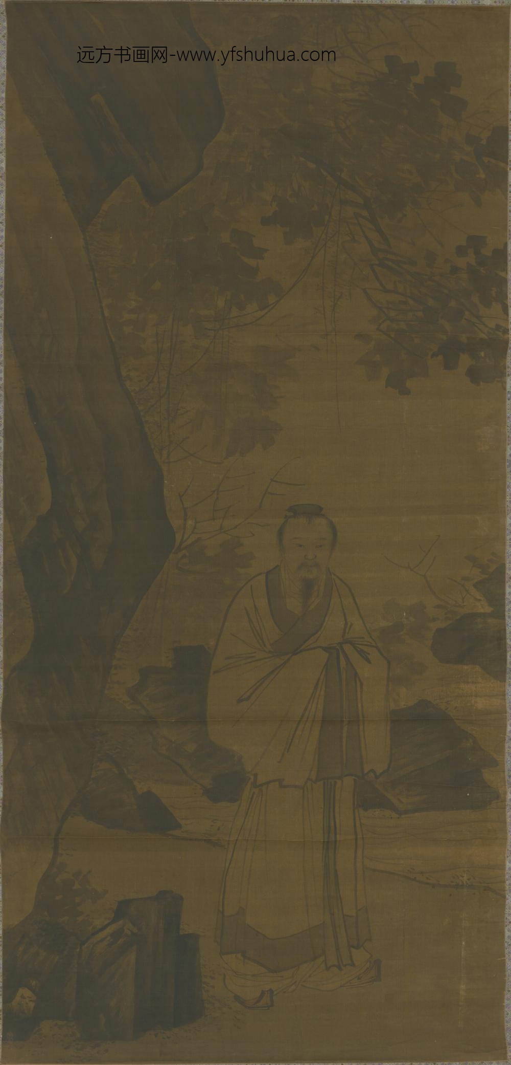 明-明人桐荫高士图轴