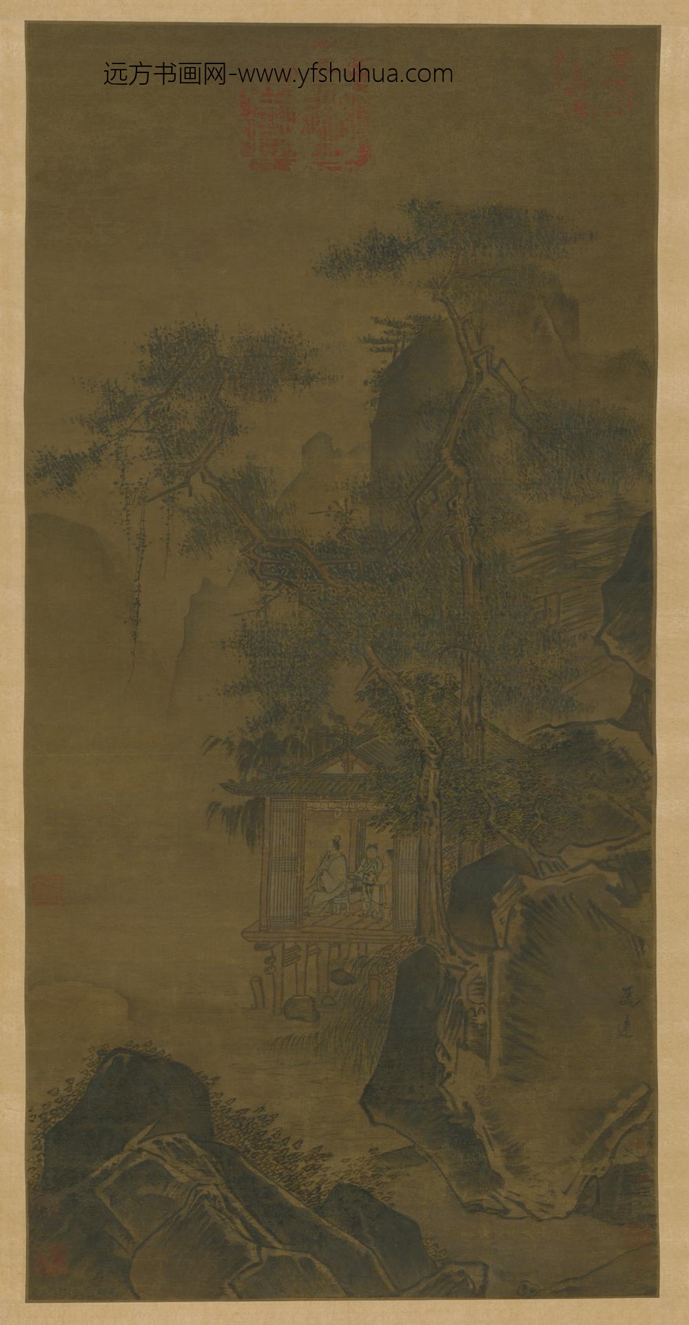 明-明人水阁吹箫轴