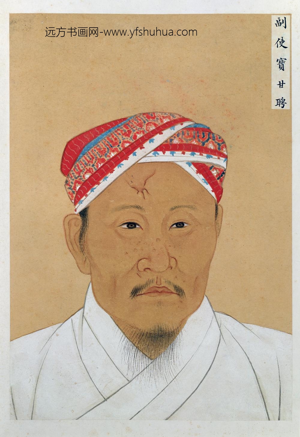 明-明人画唐宋君臣像册-副使宝甘聘半身像页