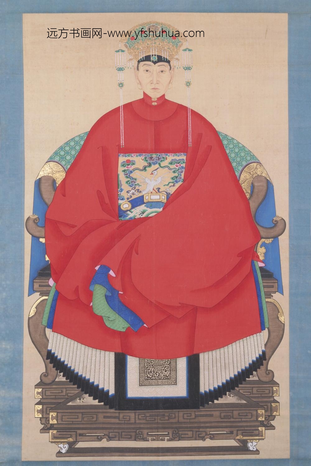 明-明人画女像轴