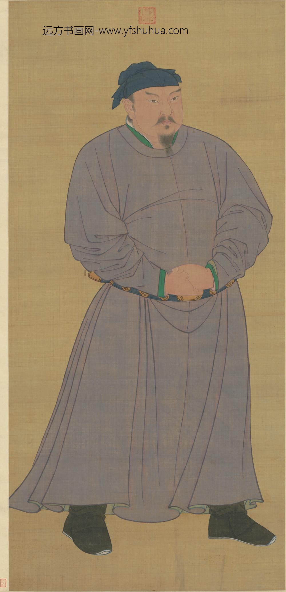 明-明人画岑彭像轴
