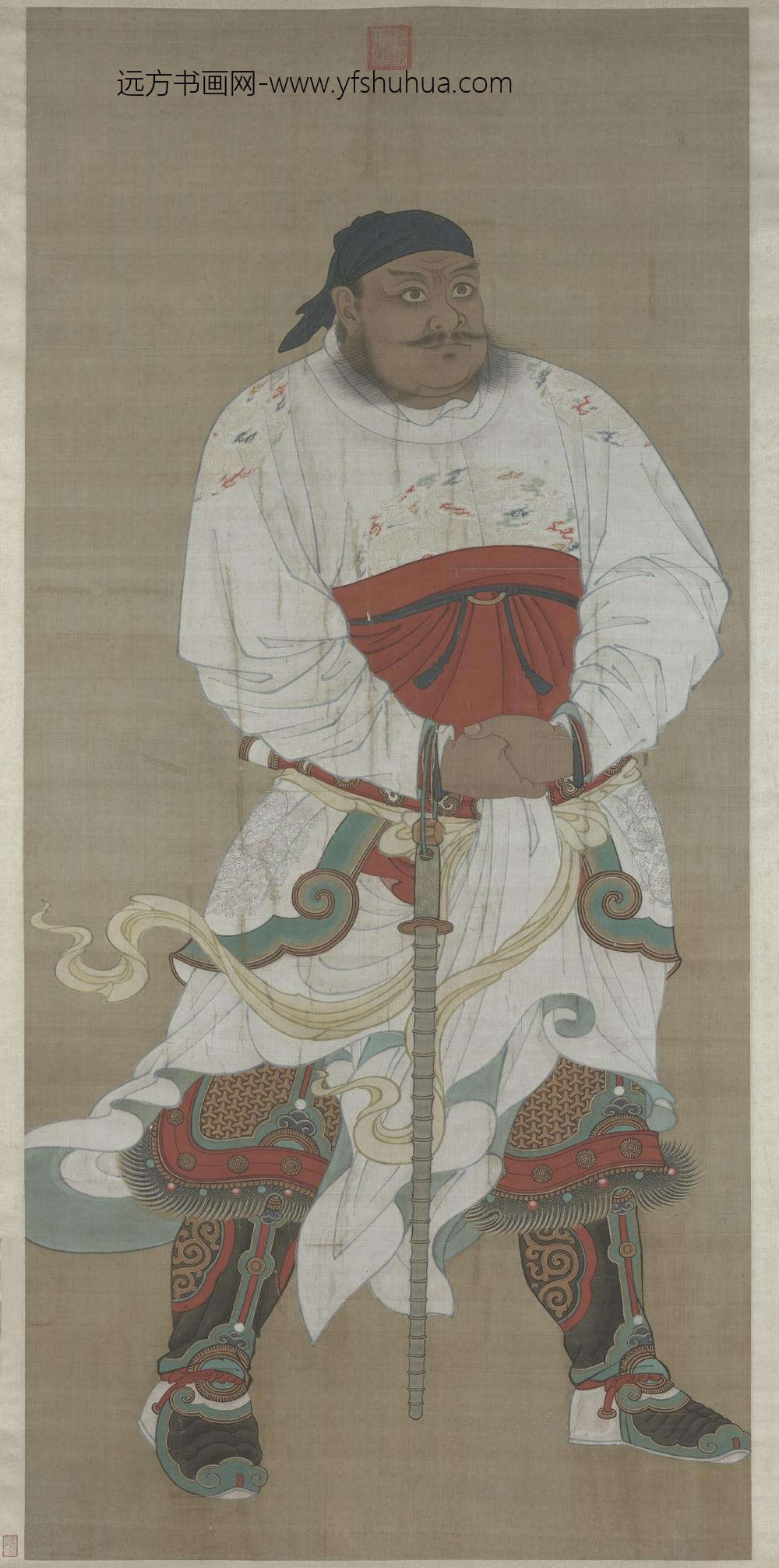 明-明人画张飞像轴