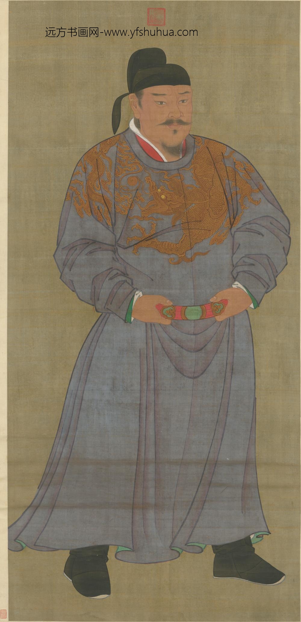 明-明人画李孝恭像轴