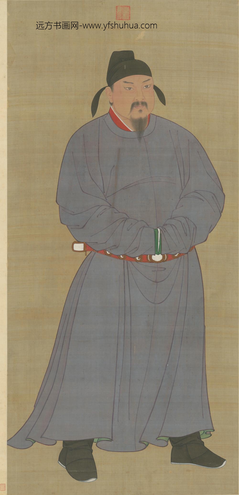 明-明人画李晟像轴