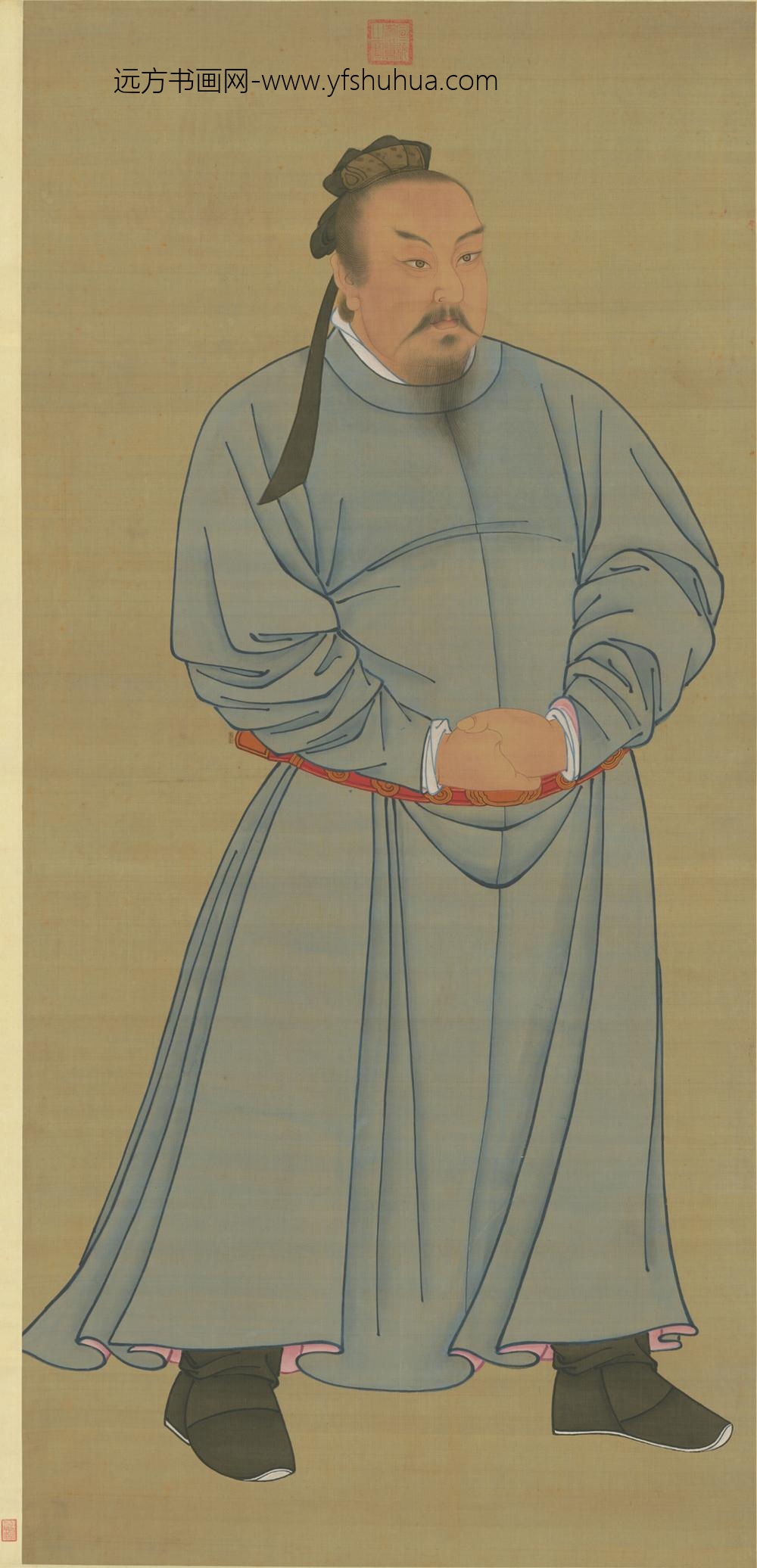 明-明人画王猛像轴