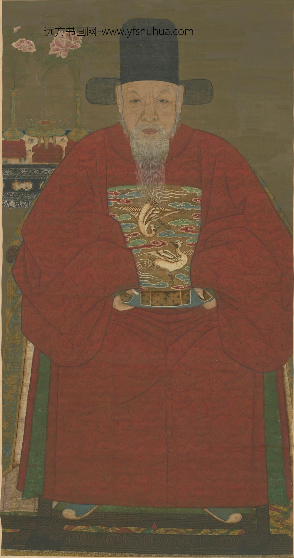 明-明人画男朝服像轴