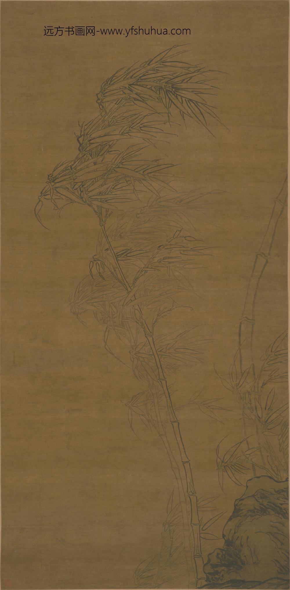 明-明人画竹图轴