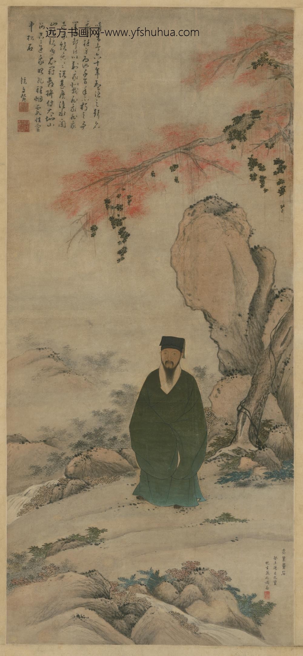 明-明人画黄铉小像张裕补图图轴
