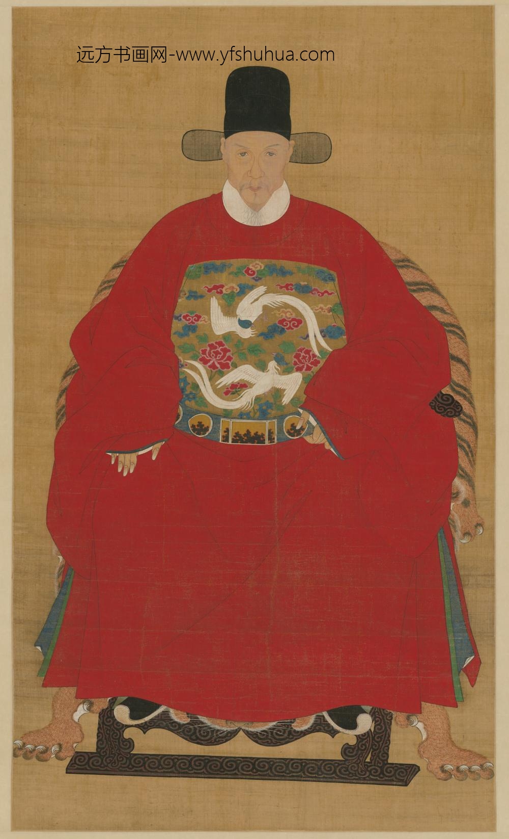 明-明人红袍男坐像图轴