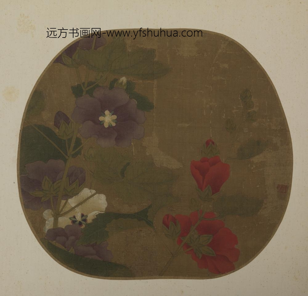 明-明人蜀葵纨页