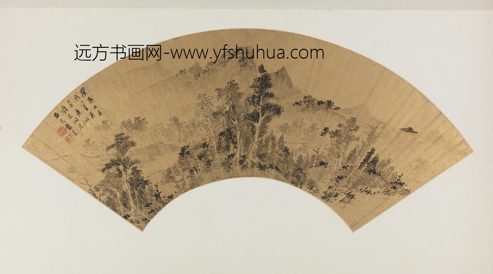 明-曹羲墨笔仿董巨山水扇