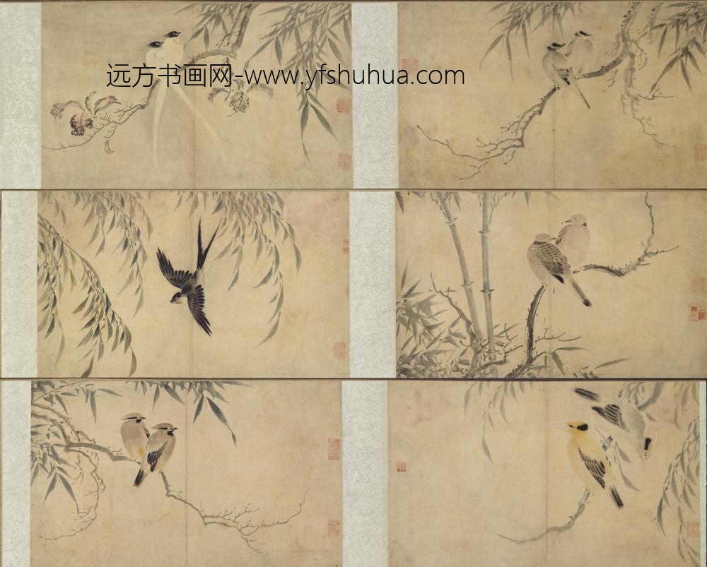 明-朱佐花鸟六段图卷