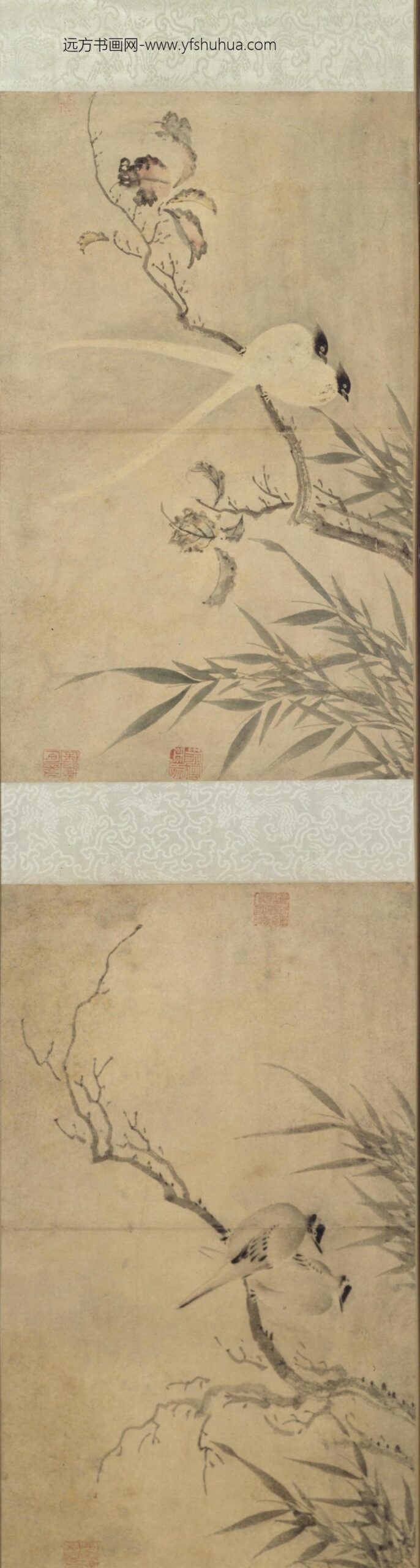 明-朱佐花鸟六段图卷_