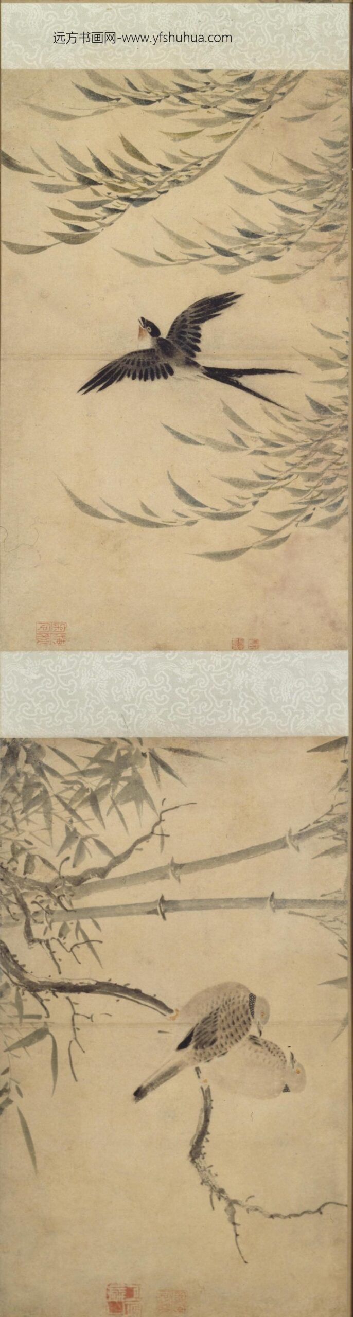 明-朱佐花鸟六段图卷_