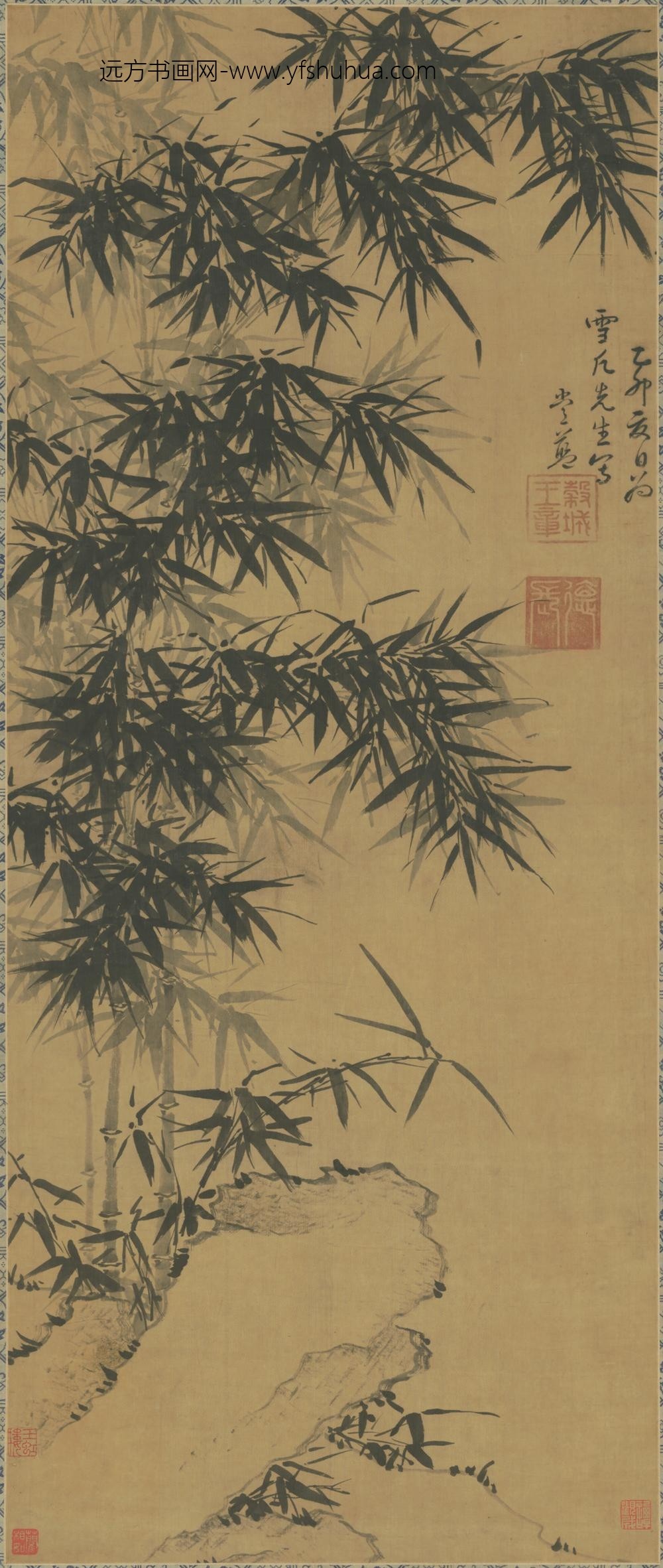 明-朱常兰竹石轴