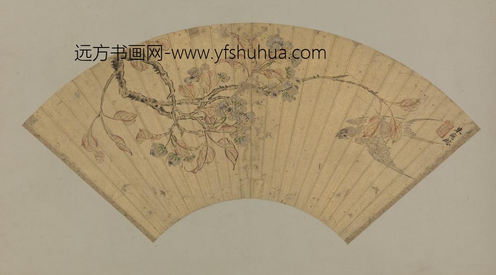明-朱应麐梨花白燕扇页