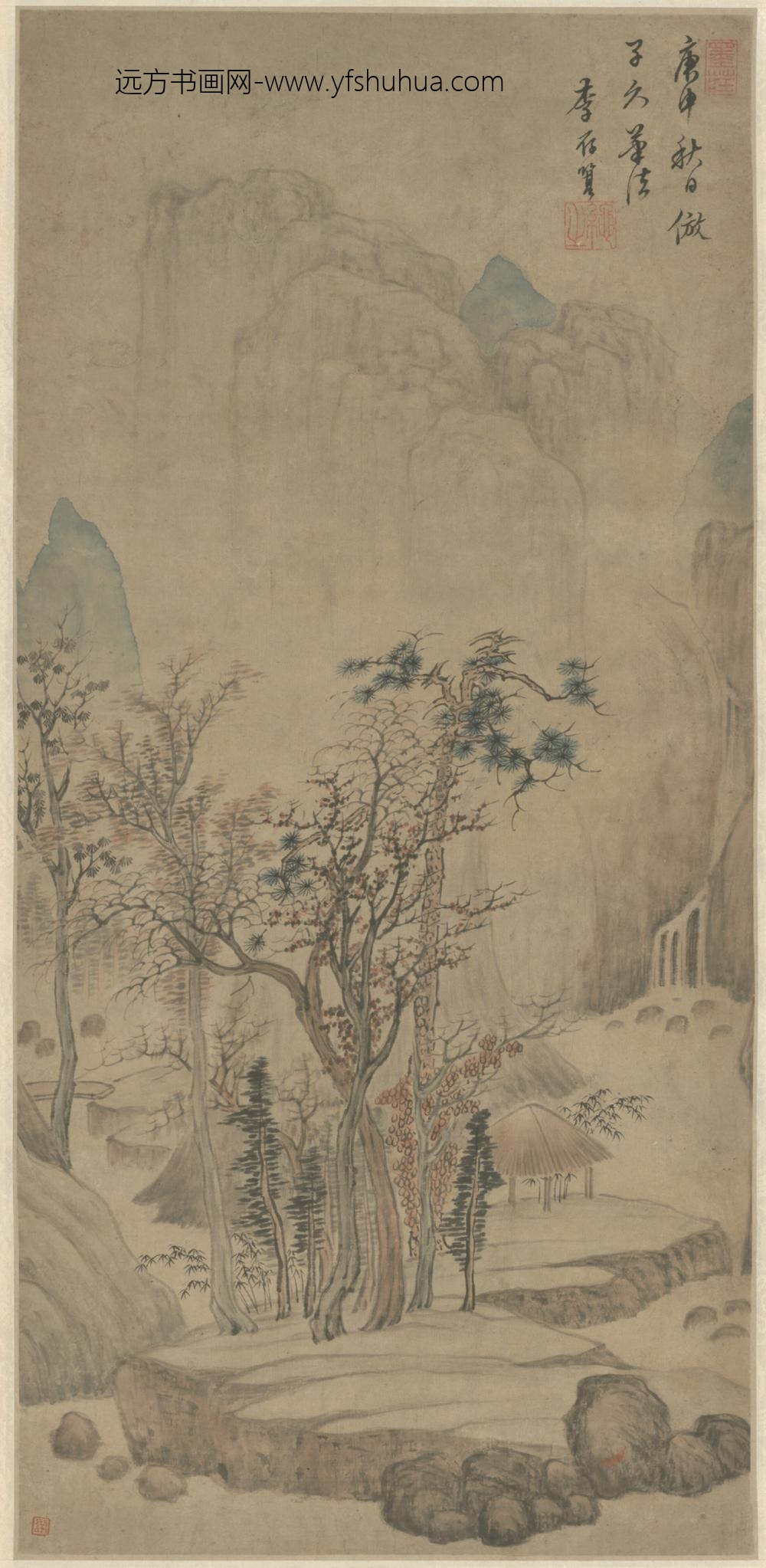 明-李存箕仿黄子久山水轴
