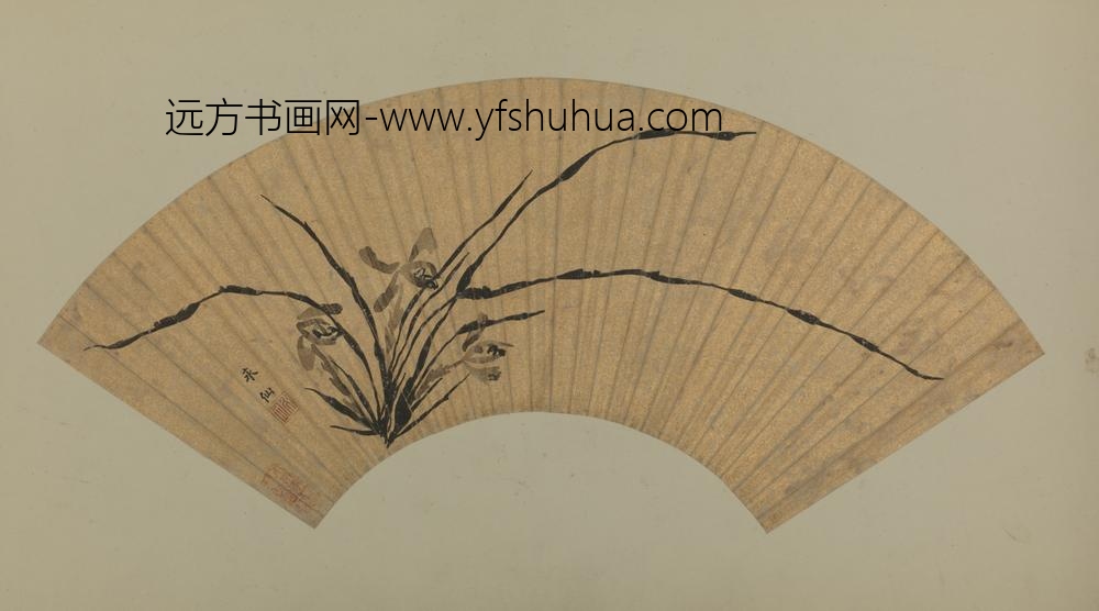 明-永仙墨兰扇面
