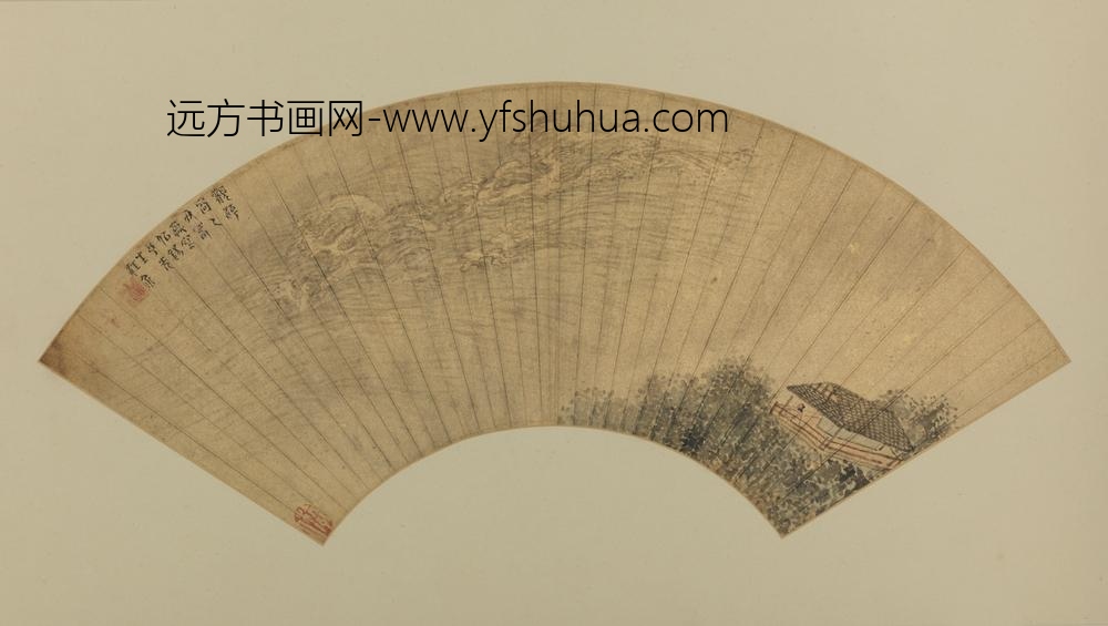 明-汪介观潮图扇页