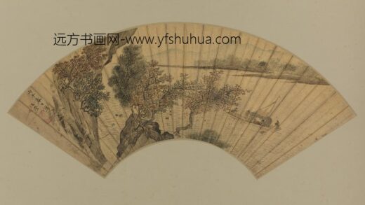 明 汪澄秋溪游艇图扇页.jpg