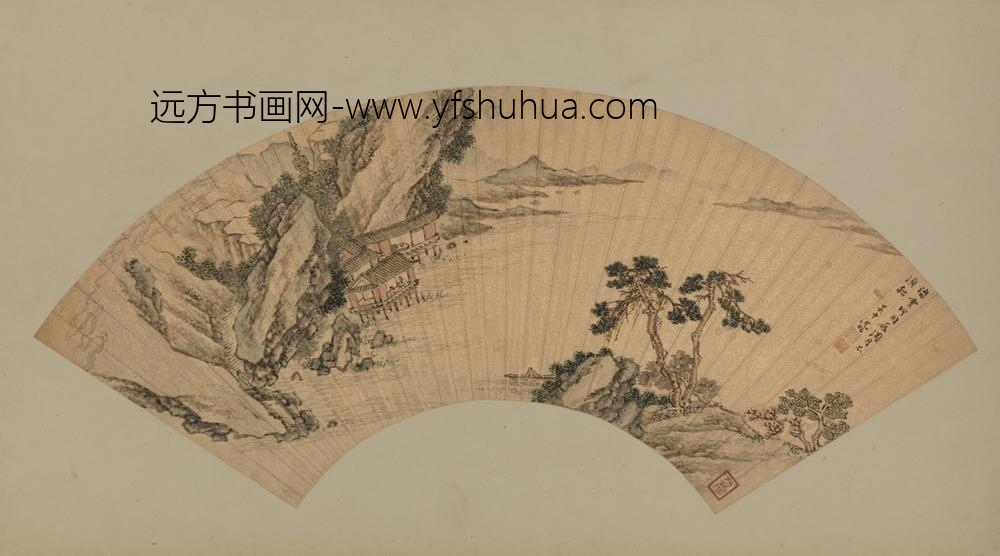 明-沈昭山水扇页