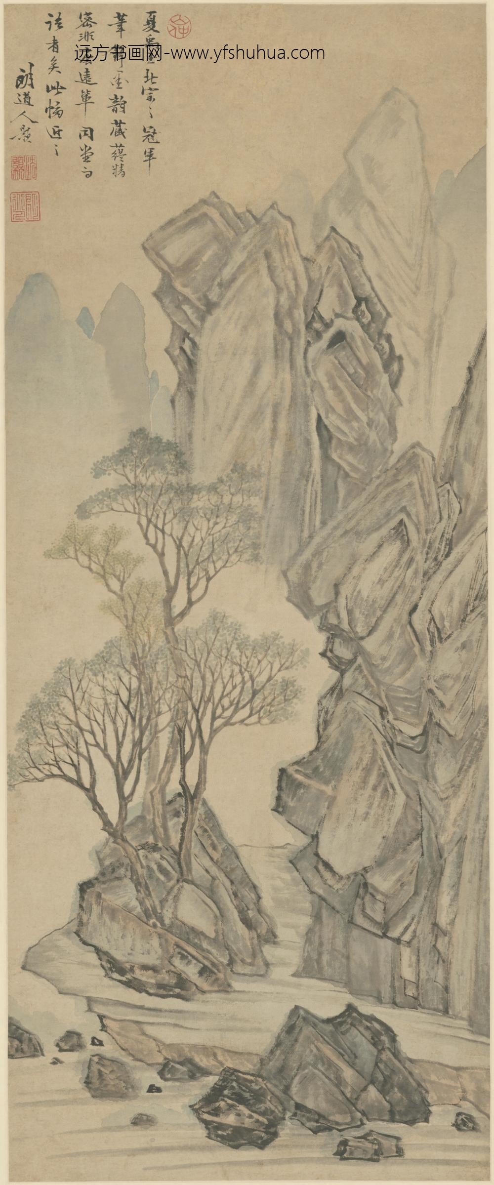 明-沈颢山水图轴