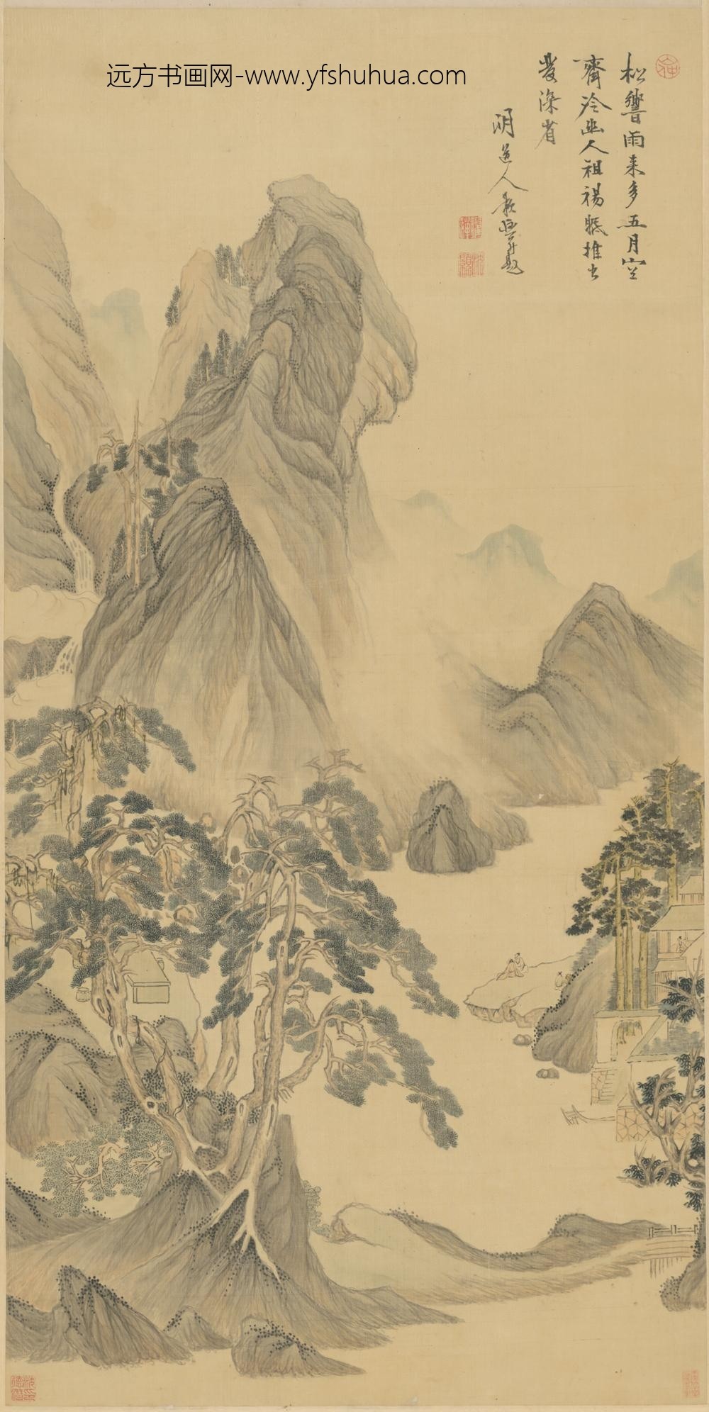 明-沈颢山水图轴