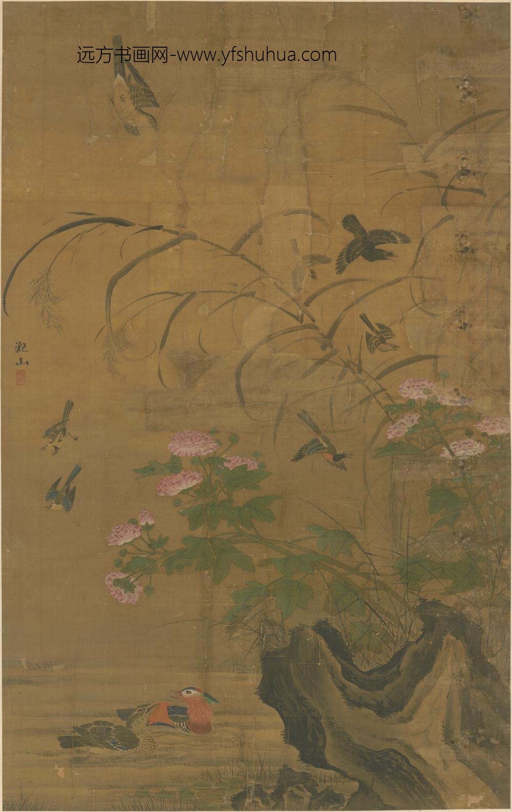 明-淝山芙蓉鸳鸯图轴