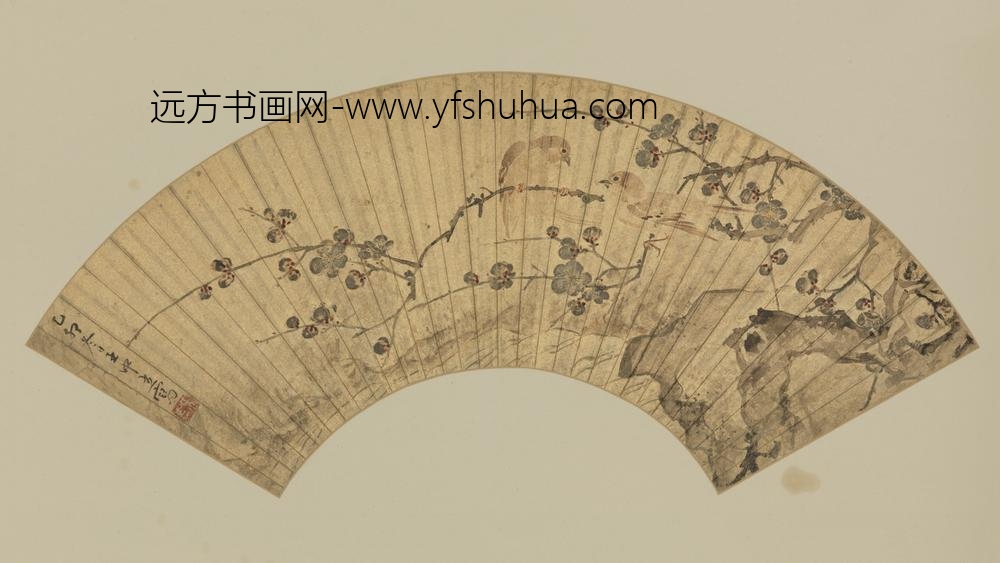 明-王中立梅雀图扇页