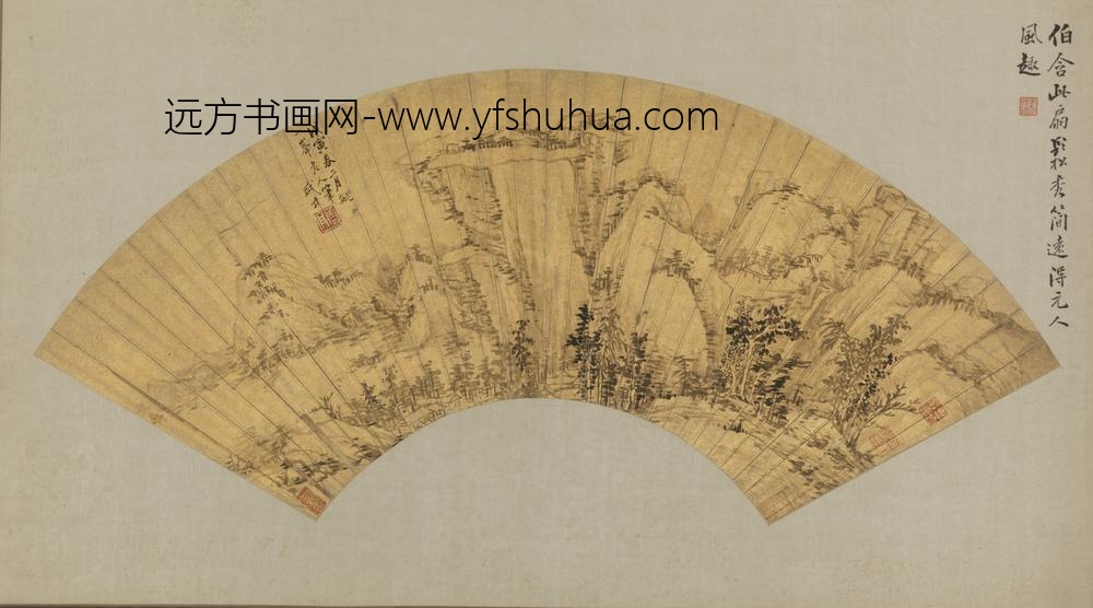明-盛丹山水图扇页