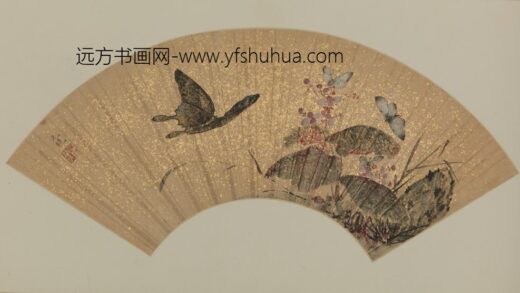 明 瞿元镜海棠蚨蝶图扇页.jpg
