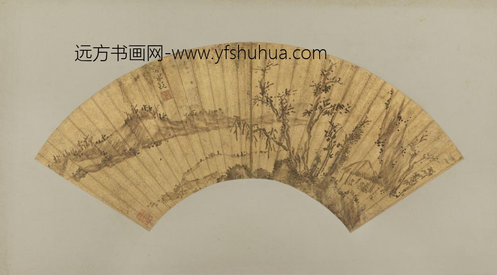 明-赖白水山水扇页