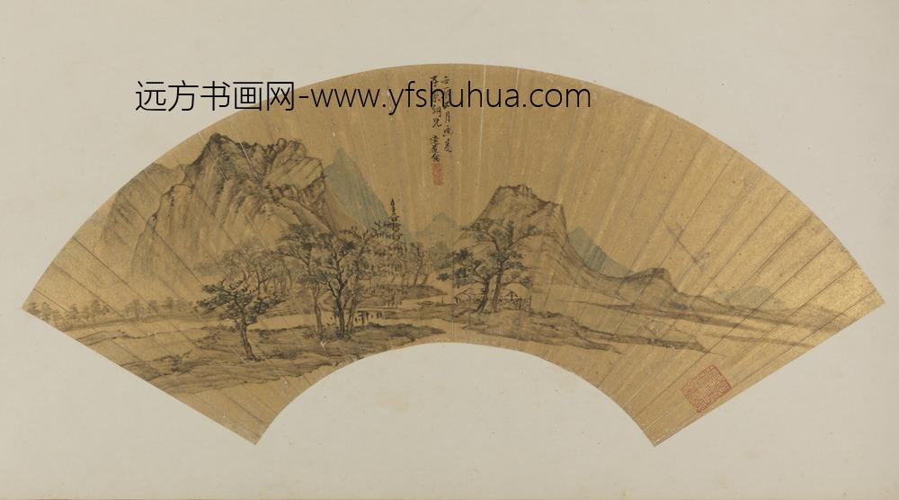 明-适道山水扇页