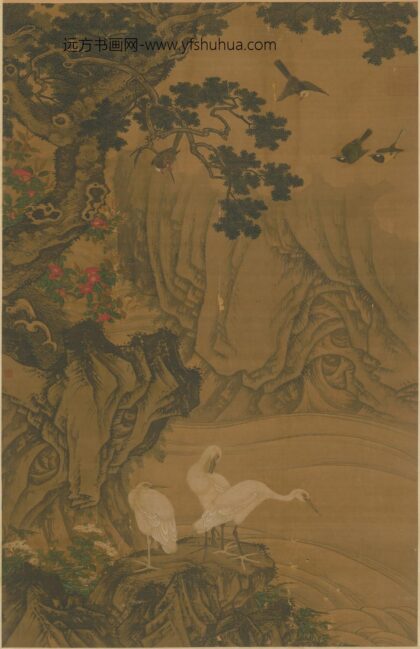 明 邵子潜柏石鹭鹚轴.jpg